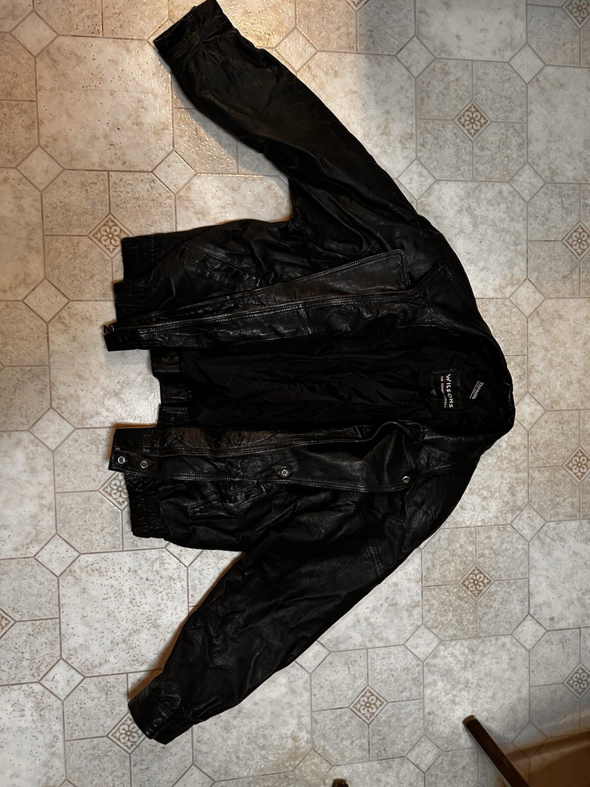 Wilson's Leather Men's Black Jacket XL Thinsulate Lined Zip/Button Pockets