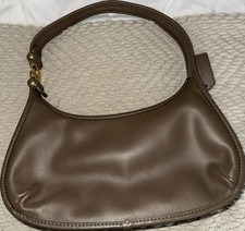 Coach Brown Shoulder Bag Gold Hardware Logo Accent Zip Buckle Designer