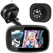 1080P Baby Car Mirror, 4.3" Baby Car Camera Monitor with 170 Wide View, HD N...