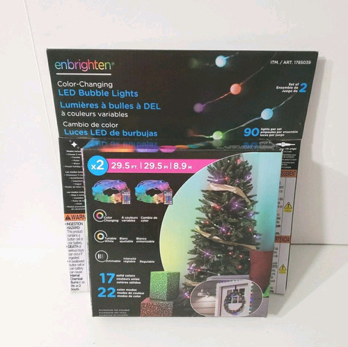 Enbrighten LED Color Changing Bubble Lights 2 x 29.5 ft w/Remote 180 Bulbs