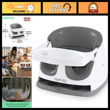 2-in-1 Baby Booster Feeding Floor Seat with Self-Storing Tray - Slate Color