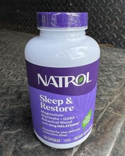 Natrol Sleep Restore Supplement 120 Capsule Melatonin GABA Magnesium Exp July 27