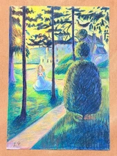 Lucien Pissarro (Handmade) Drawing on antique paper Signed and Sealed.