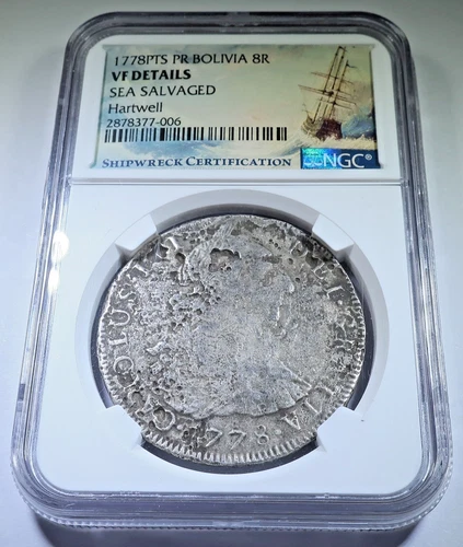 1778 Hartwell Shipwreck Bolivia 8 Reales Spanish Colonial NGC 1700's Dollar Coin