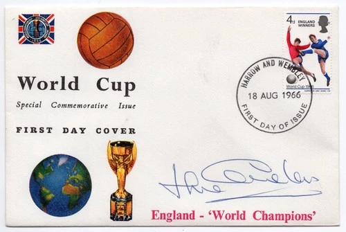 1966 WORLD CUP VERY FINE UNADDRESSED REMBRANDT FDC HANDSIGNED BY JACK CHARLTON