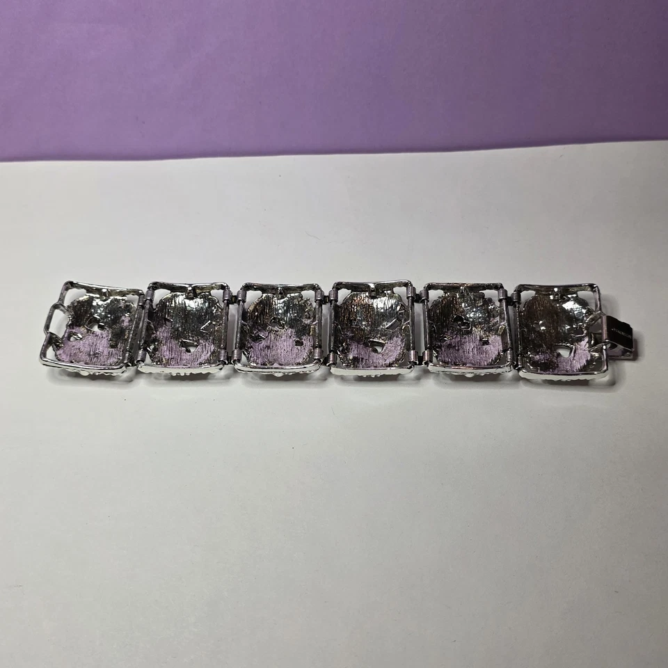 Винтажный антикварный садовый широкий цветочный 6-панельный браслет Sarah Coventry 7,5 дюйма - Изображение 4 из 4