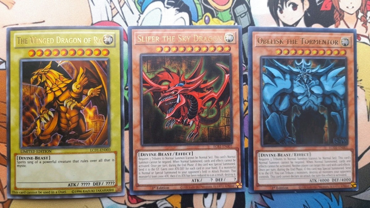 Egyptian God Cards - Obelisk, Slifer, Ra - YuGiOh | eBay