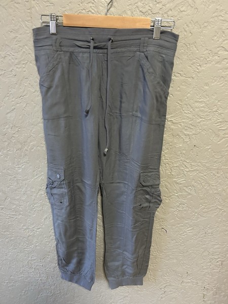 Women’s Grey Cargo Pants With Adjustable Waist And Pockets PN 1397