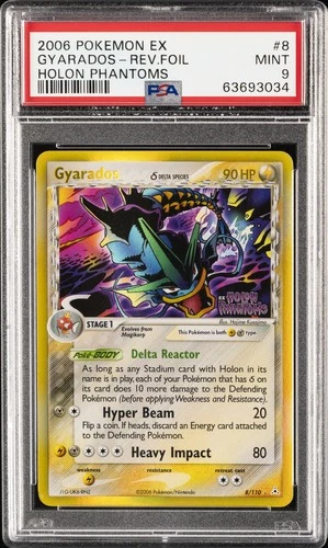2006 POKEMON EX HOLON PHANTOMS #8 GYARADOS-REVERSE FOIL PSA 9