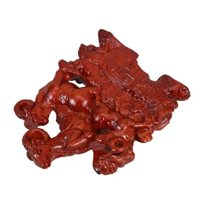 Holzschnitzerei-Schaf-Ornamente Holzgeschnitzte Ziegenskulptur Feng Shui - Bild 1 von 4