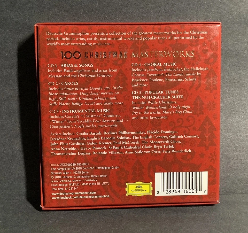 100 Christmas Masterworks (5-CD Box Set, 2018) - Deutsche Grammophon - Very Good - Image 4 of 4