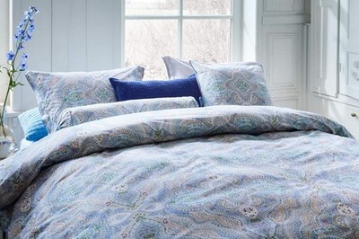 PIP Studio Perkal Bettwäsche 155x220 Moon Flower Light Blue Ornamente Wende