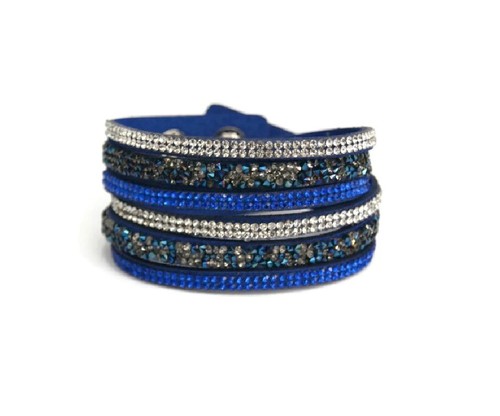 Faux Leather Wrap Bracelet Bangle Wristband Cuff Rhinestone Crystal Jewellery UK - Picture 40 of 40