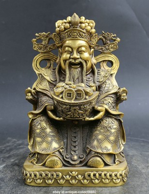 11 Chinese Brass Taoism Mammon Money Wealth God Yuanbao Money Coin Wealth Statue Ebay