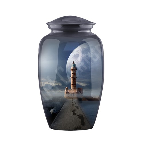 Decorative Lighthouse Scene Urn with Moon, Footprints Footprints Urn, Footprints - Picture 3 of 5