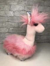 Douglas Llama Plush Pink Lovey 13” Stuffed Animal Girl Eyelashes Sequins Rare