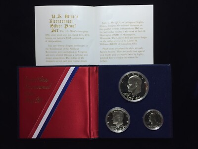 1976 US Mint Proof Set 3 Piece Silver Set, Holder & COA | eBay
