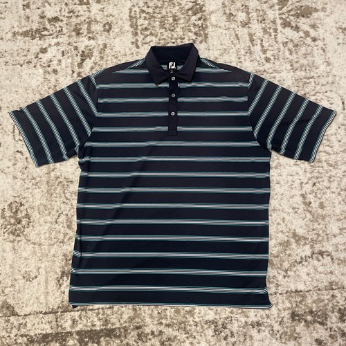 FootJoy FJ Shirt Men's 2XL Striped Short Sleeve Classic Stretch Golf Logo Polo