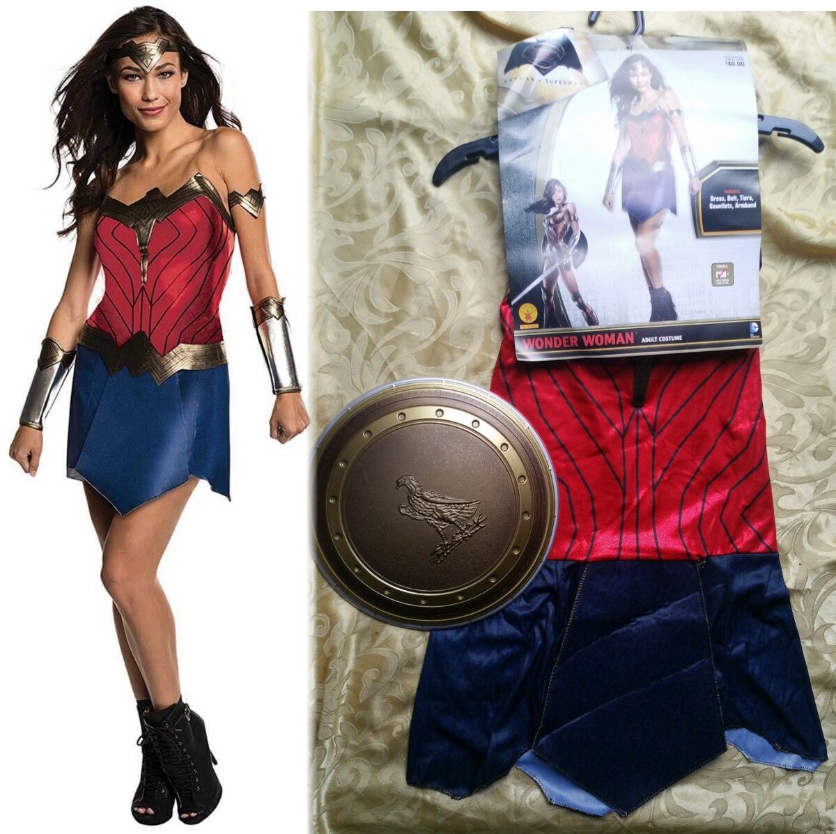  Rubie's Women's DC Comics Wonder Woman Corset Costume,  Red/White/Blue, Large : Clothing, Shoes & Jewelry