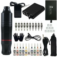 Starter Tattoo Machine Kit - Beginner Tattoo Set Kit Machine Gun Needles Ink