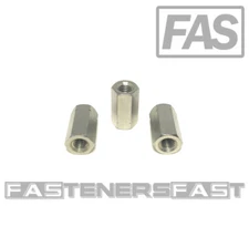 (5) M8-1.25 Stainless Steel DIN6334 Metric Hex Coupling Nuts (24mm Long) A2-70