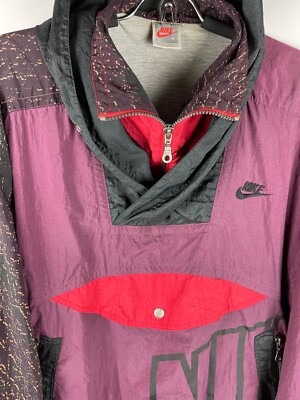 Nike vintage 80s 90s big logo swoosh anorak jacket nylon | eBay