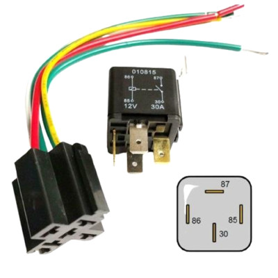 Schwerlast Relais mit vorverdrahteter Basis Auto Van Fahrrad 4 Pin Ein/Aus Schalter 12V 40A