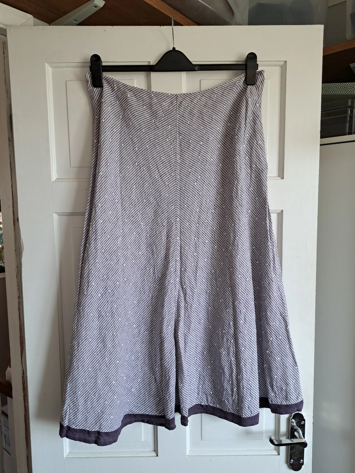 WRAP LONDON Grey White Stripe Linen Skirt Fits UK 16