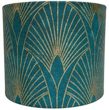 Art Deco Lampshade - Vintage Retro Teal Green & Gold Ceiling Light Shade