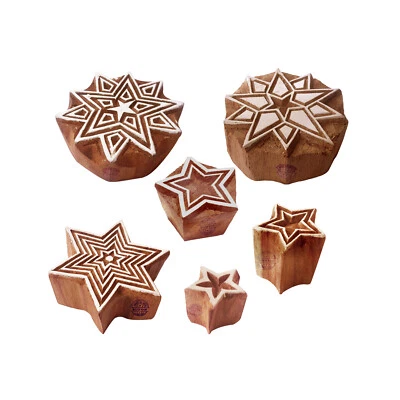ROYAL KRAFT Stoff Holz Stempel Orientalisch Star Runden Muster Druck Blöcke (Set von 6)