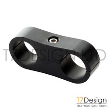 AN6 PTFE 7/16" (11.1mm) Billet Dual Hose Seperator Clamp Fitting -6 AN06 Black