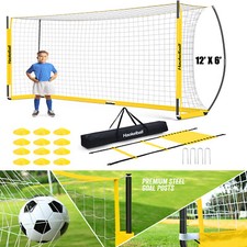 Kids Soccer Goal for Backyard 12x6' Portable Soccer Net w/Ladder 12 Soccer Cones
