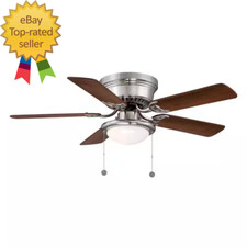 Hugger 44 In. LED Indoor Brushed Nickel Ceiling Fan with Light Kit