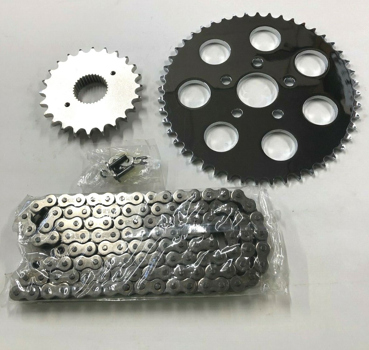 Silver Chain Drive Sprocket Conversion Kit For 5 Speed Harley Softail ...