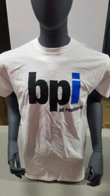 BPI SPORTS BRANDED T SHIRT NEW WHITE XL SIZE ONLY FRUIT OF THE LOOM