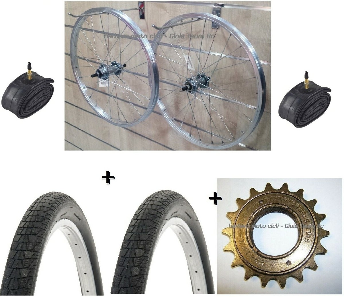 COPPIA RUOTE COPERTONI +CAMERE ARIA PIGNONE Z18 DENTI 20 X