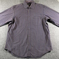 Bugatchi Uomo Dress Shirt Mens XL Classic Fit Multi Color Striped 100 Cotton