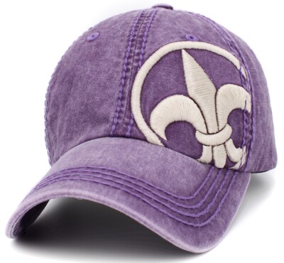 Fleur De Lis Coat of Arms Purple Cap Vintage Adjustable Hat by KB Ethos