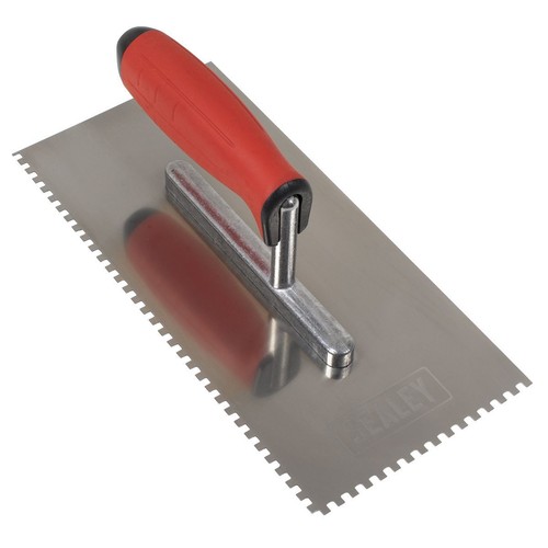 Sealey Notch Trowel Stainless Steel 270mm Rubber Handle 4mm - Picture 2 of 4