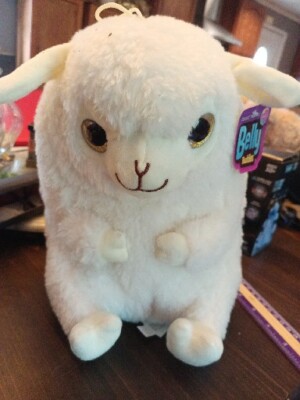 Nanco Belly Buddies White Lamb Sheep Plush 11'' Stuffed Animal Farm Glitter Eyes