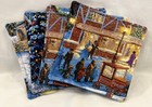 Christmas Drink Coasters Town Tree Horse Drawn Carriage Snow Mug Rug Set of 4