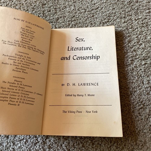 Sex Literature and Censorship D H Lawrence 1971 PB Literary Criticism - Picture 5 of 6