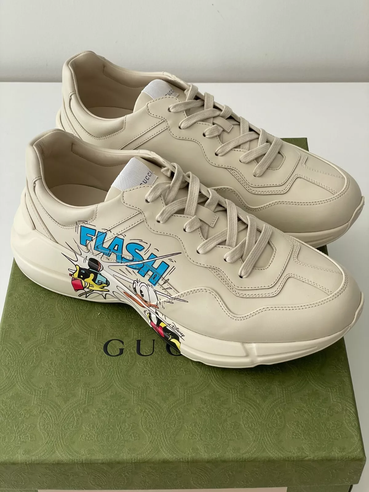 Baskets Taille 8 G   Gucci Rhyton x Disney Donald Duck cuir ivoire
