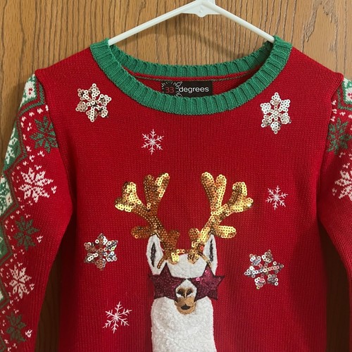 Girls Christmas Llama Sweater 33 Degrees Size Large - Picture 5 of 12
