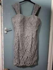 Size XL Extra Large Grey Lace Sleeveless Dress Knee Length (424/90/v)