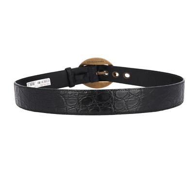 DOLCE & GABBANA Oval Metal Buckle Croco Leather Belt Black  display picture 1
