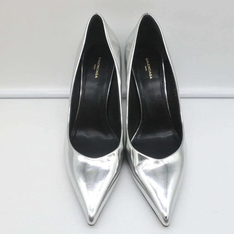 Zapatos de salón Balenciaga con espejo roto de cuero plateado metálico talla 37,5 punta Foto 4 de 4