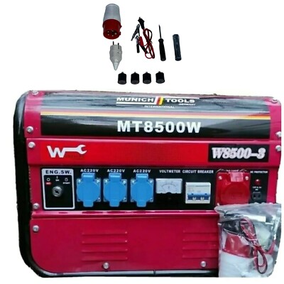  Stromerzeuger MT8500W 4-Takt 6,5 PS Generator Benzin AVR Regle Notstromaggregat
