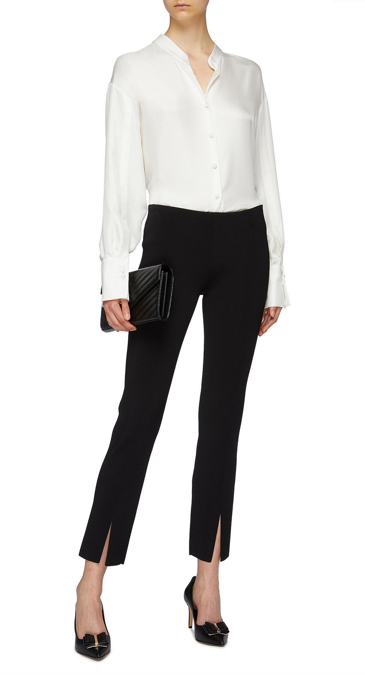 FILA Pantaloni in crepe The Row Thilde gamba dritta alla caviglia neri nuovi $590 taglia XS