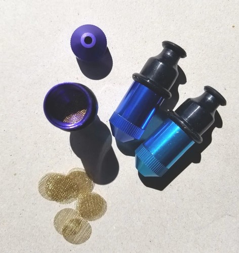 Juego de 3 piezas pipas americanas sneak a toke azul morado aqua con pantallas de latón - Imagen 2 de 6